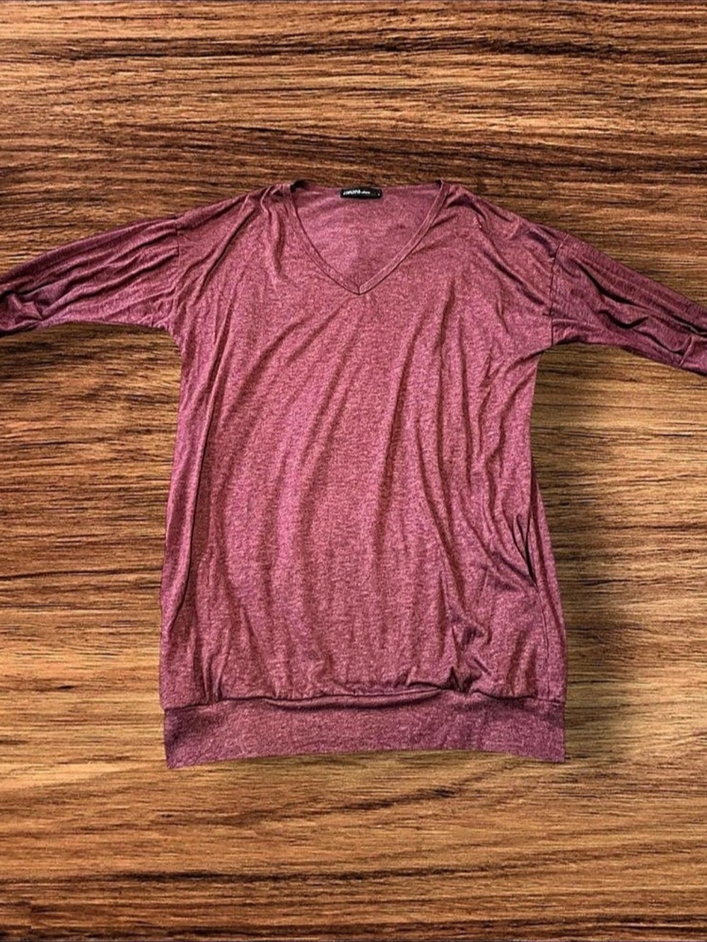Zanzea Collection Burgundy Dolman Sleeve V-Neck Tunic Top Size L